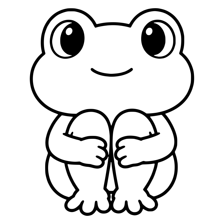 Smiling Chibi Frog Hugging Knees Front View — free animal SVG cut file