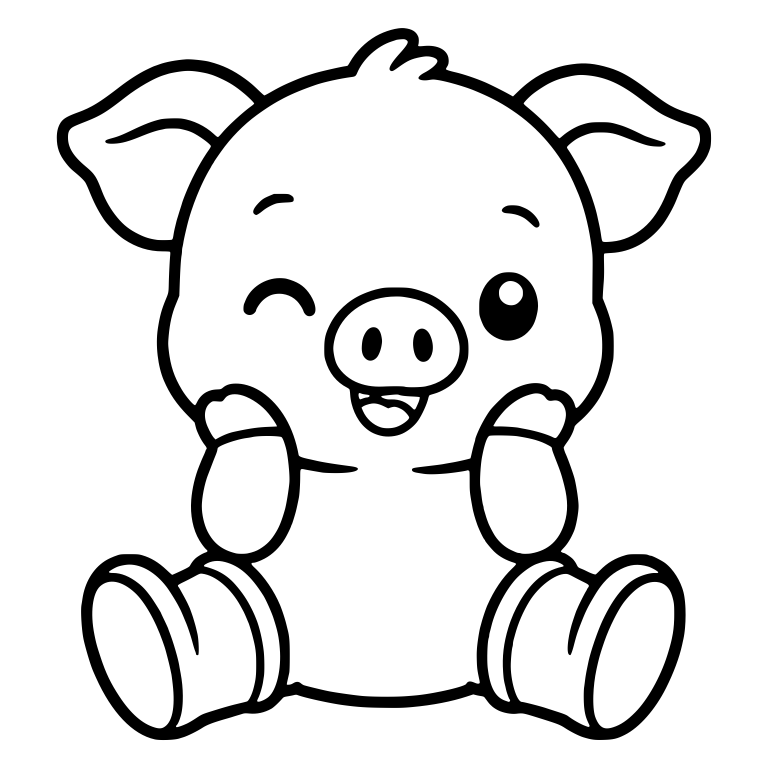 Winking Piglet In Rain Boots Hands On Cheeks — free animal SVG cut file