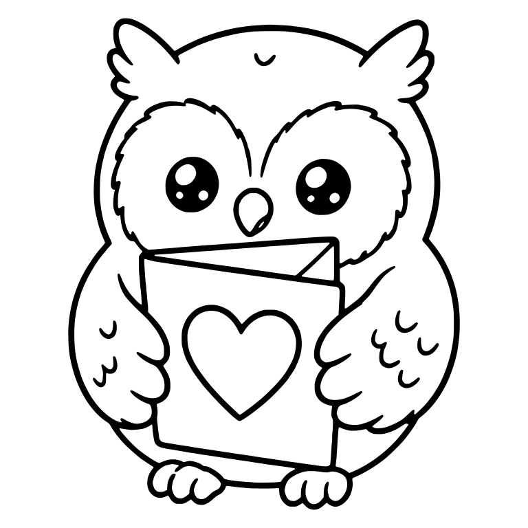 Tufted Owl Holding Heart Greeting Card — free animal SVG cut file