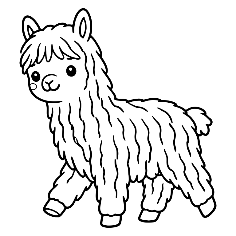 Walking Suri Alpaca Cria With Long Flowing Coat — free animal SVG cut file