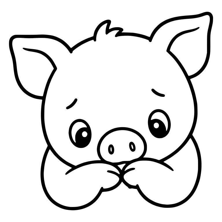 Shy Piglet Peeking Over Folded Hooves — free animal SVG cut file