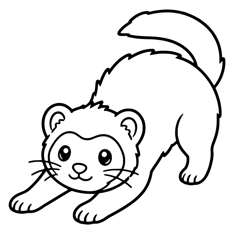 Ferret in Play Bow With Bushy Tail Curving Overhead — free animal SVG cut file