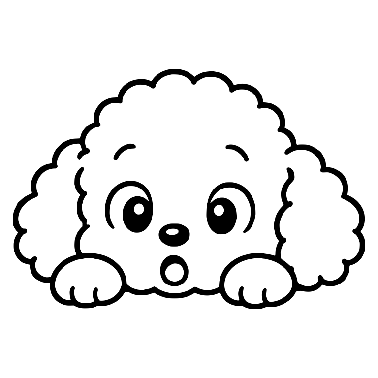 Surprised Toy Poodle Puppy Peeking Over Paws — free animal SVG cut file