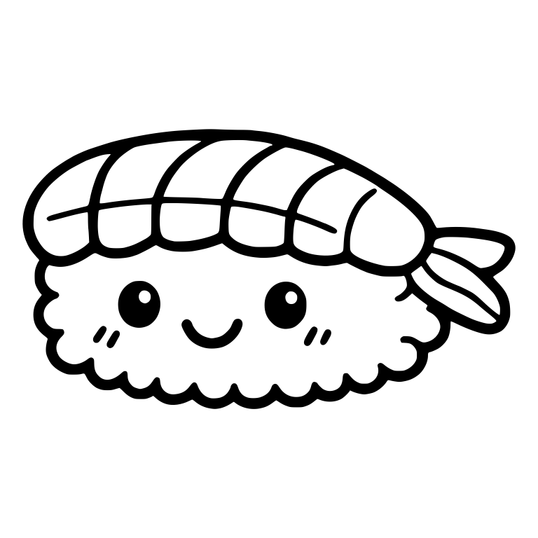 Shrimp Nigiri With Single Tail And Blush Marks — free food SVG cut file