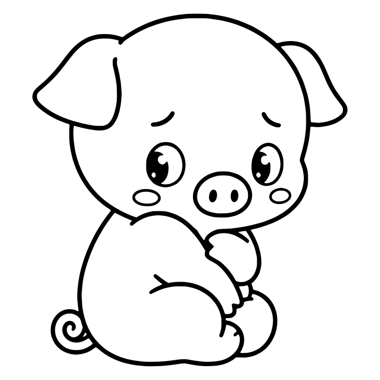 Shy Piglet Sitting Sideways with Hoof on Chest — free animal SVG cut file