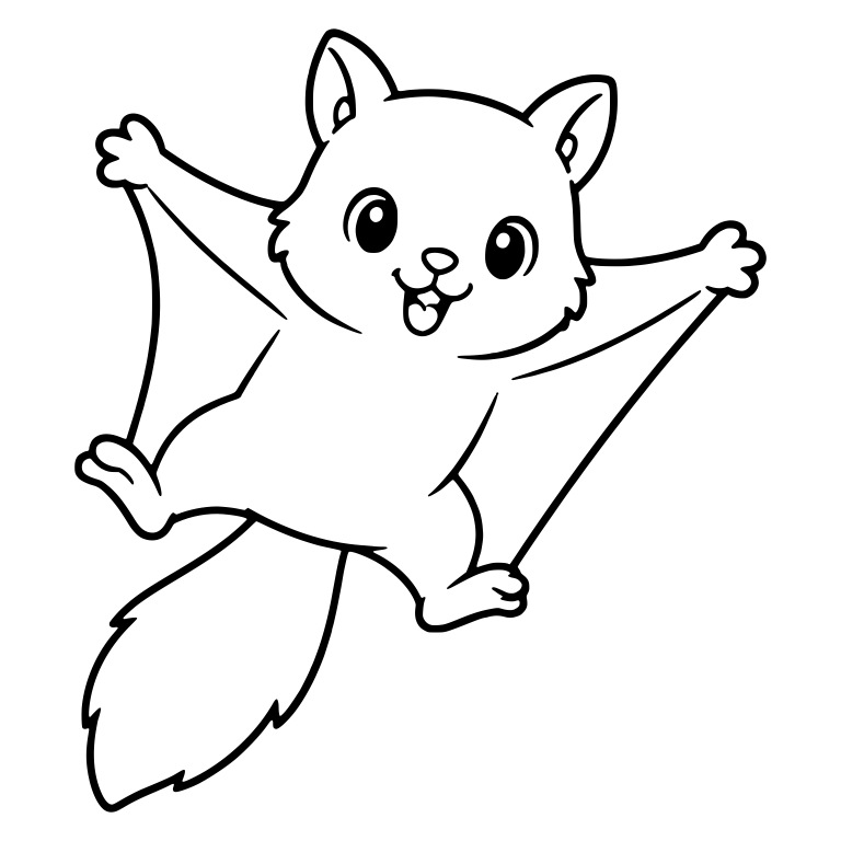 Flying Squirrel Gliding Diagonally With Open-Mouth Smile — free animal SVG cut file