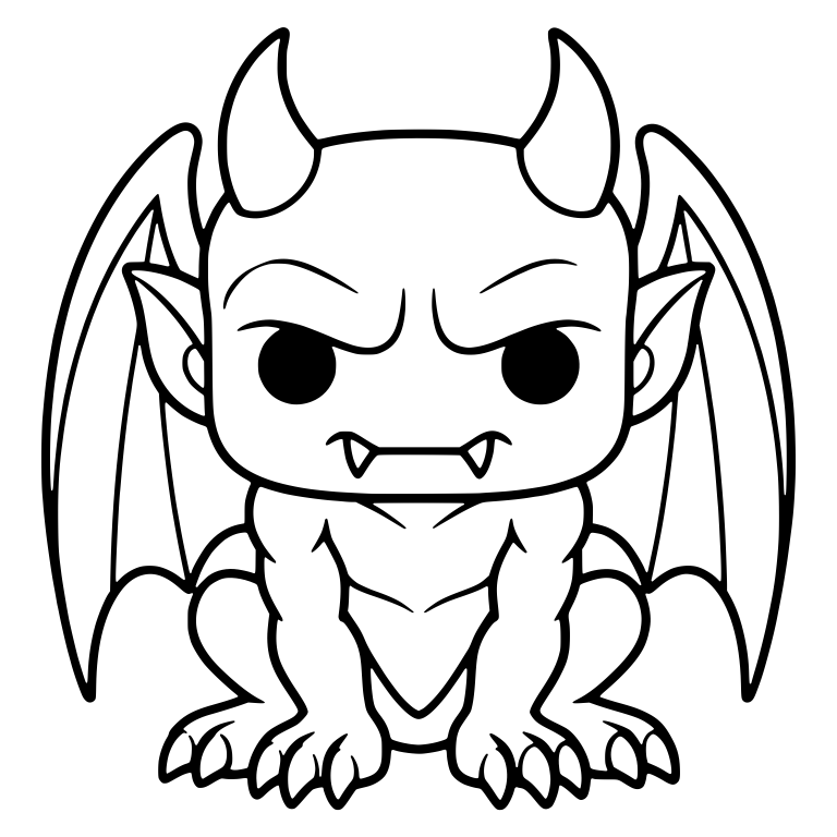 Gargoyle Crouching Front View with Tall Horns and Wings — free fantasy-creature SVG cut file