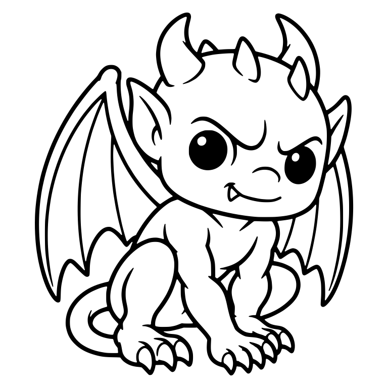 Smirking Gargoyle Crouching Sideways with Spiked Horns — free fantasy-creature SVG cut file
