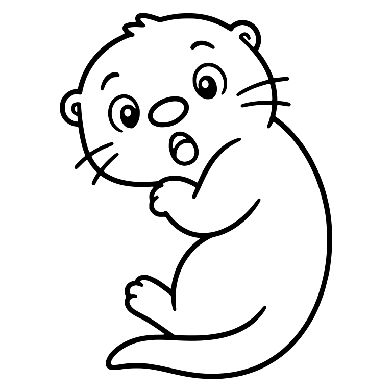 Startled Kawaii Otter Curled Up Glancing Back — free animal SVG cut file
