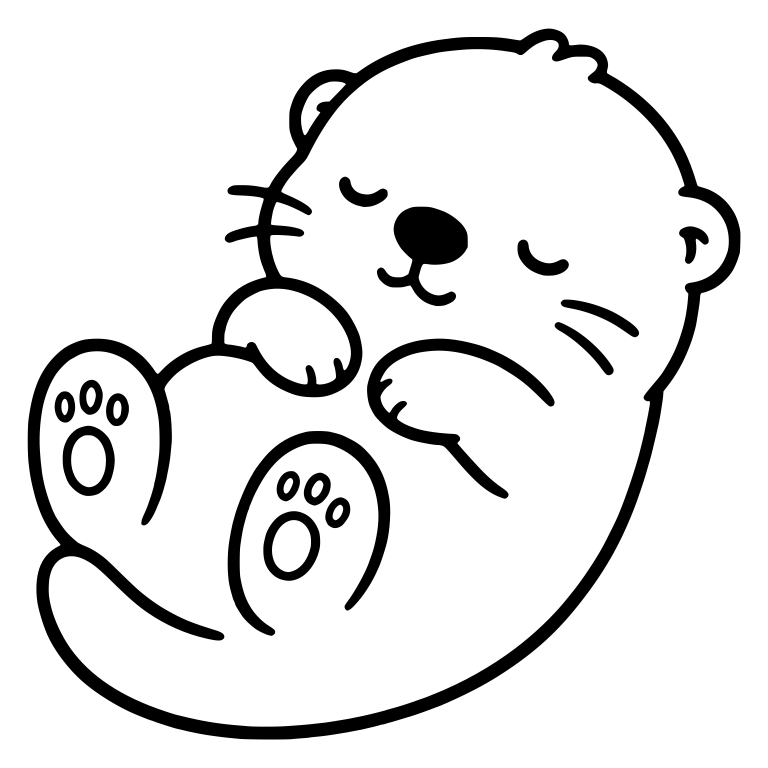 Sleeping Otter Floating on Its Back Showing Foot Pads — free animal SVG cut file