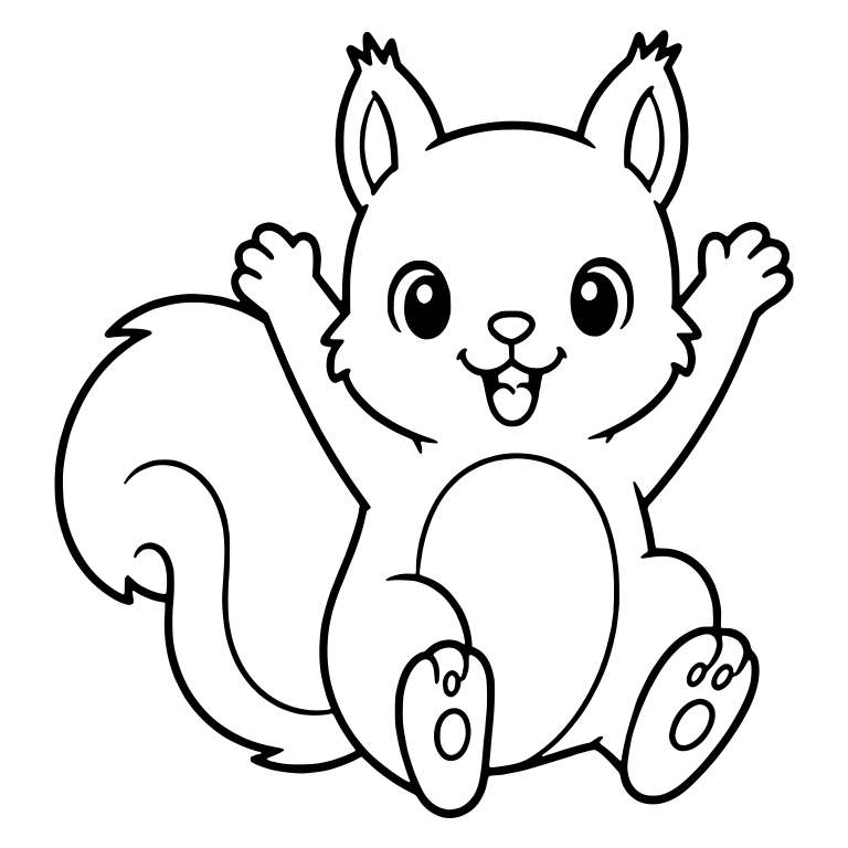 Happy Squirrel Sitting With Both Arms Raised High — free animal SVG cut file