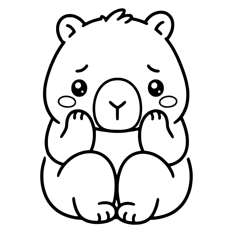 Shy Capybara with Paws Held to Its Cheeks — free animal SVG cut file