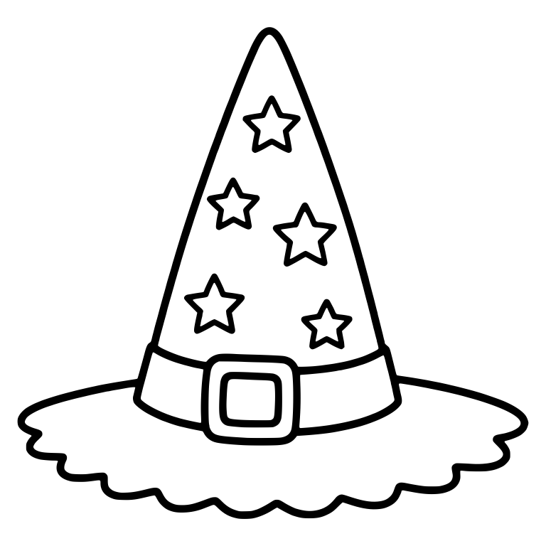 Pointed Witch Hat With Stars And Scalloped Brim — free objects SVG cut file