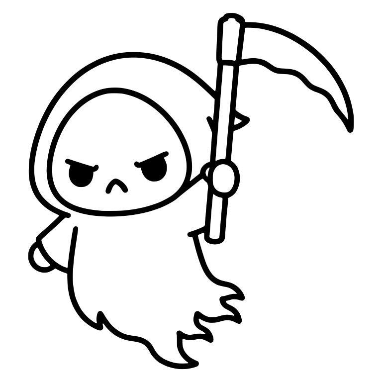 Irritated Grim Reaper Floating With Raised Scythe — free characters SVG cut file