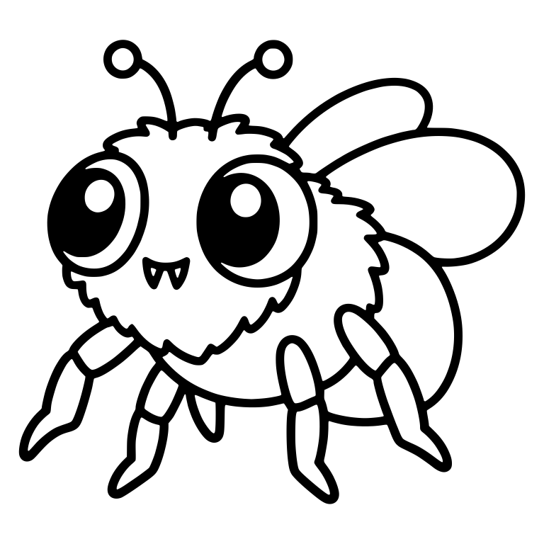 Fuzzy Big-Eyed Bug with Ball Antennae and Tiny Fangs — free insect SVG cut file