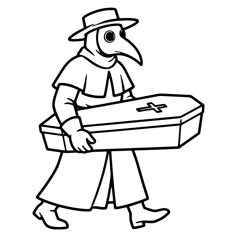 Plague Doctor Walking with Coffin in Arms — free characters SVG cut file