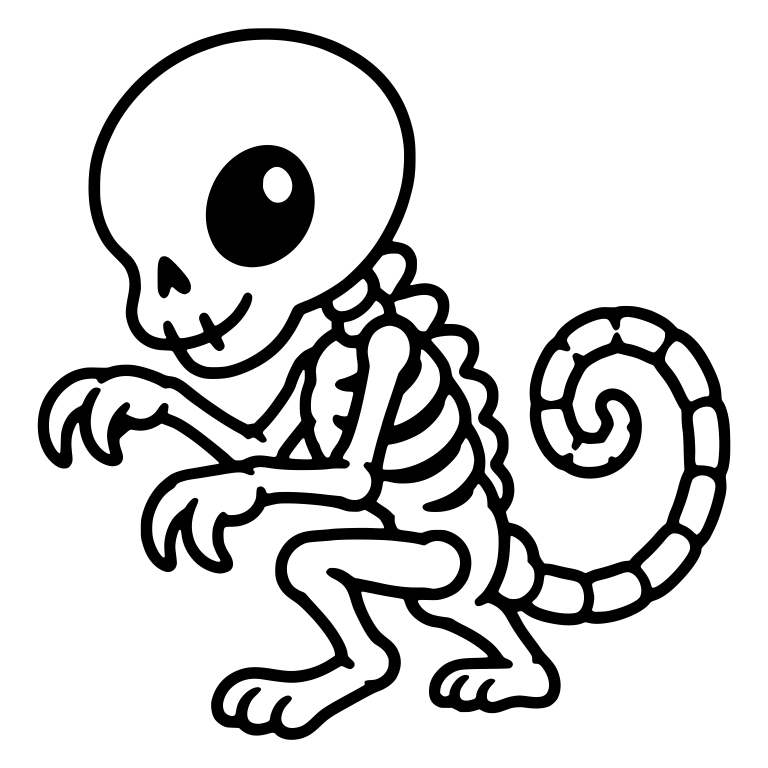 Creeping Skeleton Monster With Curled Spine Tail — free skeleton SVG cut file