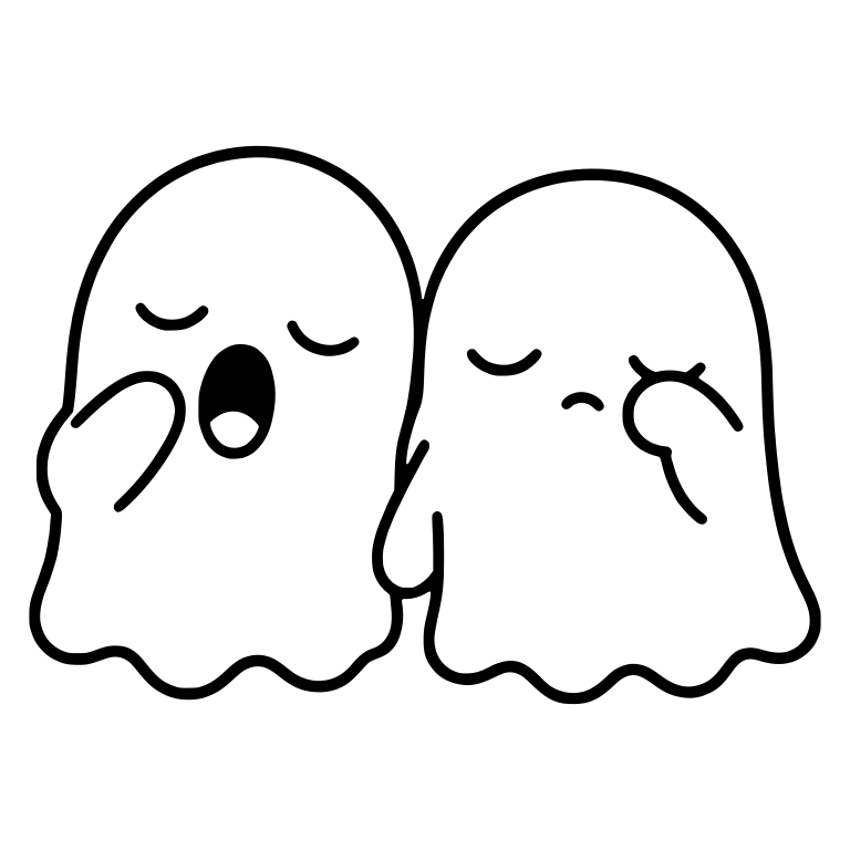Yawning Ghost and Eye-Rubbing Ghost Together — free fantasy-creature SVG cut file