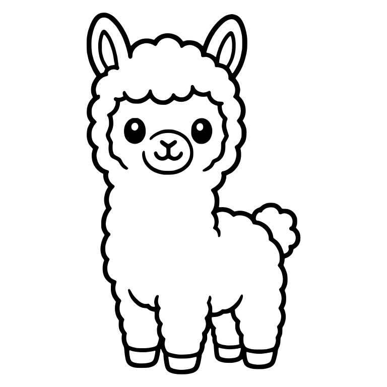 Standing Llama Cria With Wool-Framed Face — free animal SVG cut file