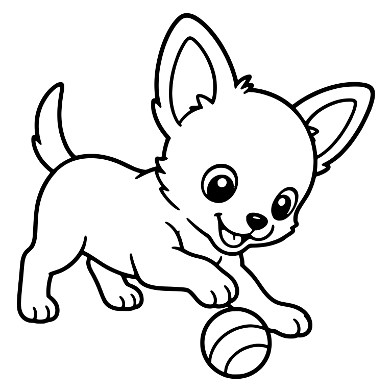 Chihuahua Puppy Playing With a Striped Ball — free animal SVG cut file