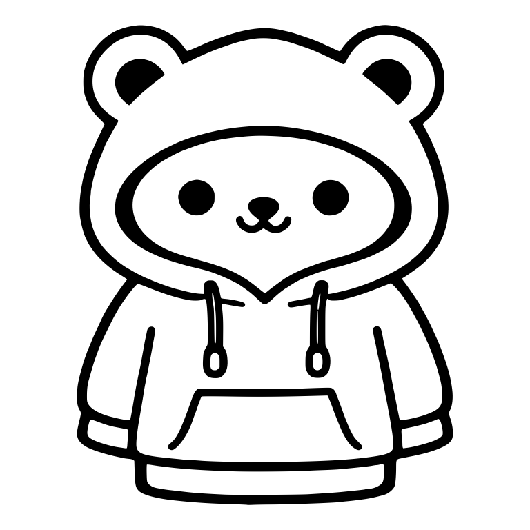Kawaii Bear in Hoodie with Round Ear Hood — free animal SVG cut file