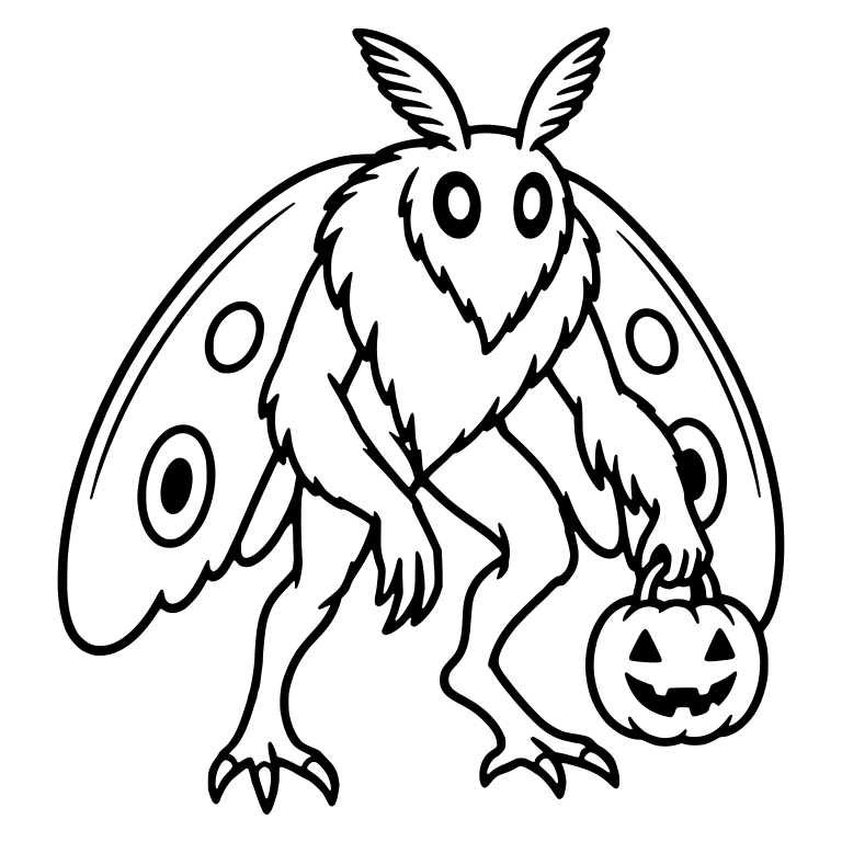 Mothman With Eyespot Wings Carrying a Jack-o-Lantern — free fantasy-creature SVG cut file