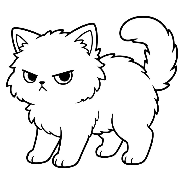 Annoyed Fluffy Kitten Walking With Curled Tail — free animal SVG cut file