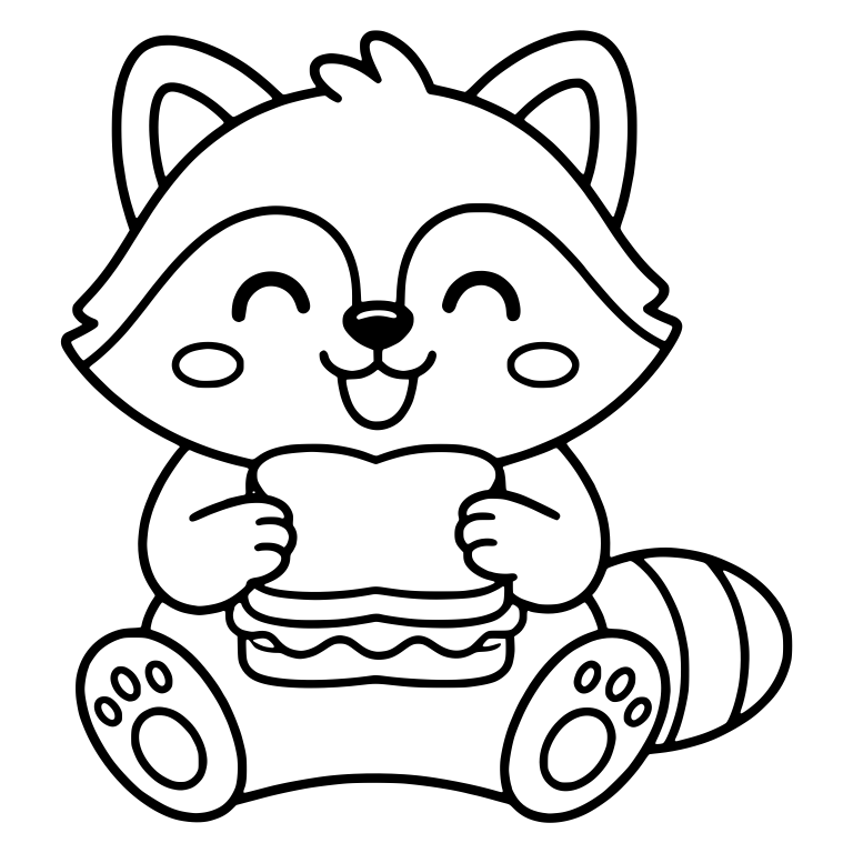 Happy Raccoon Holding a Big Sandwich — free animal SVG cut file