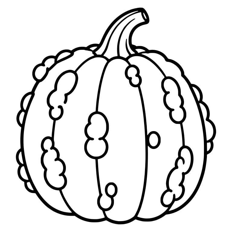 Warty Pumpkin With Bumpy Clusters and Ribs — free floral SVG cut file