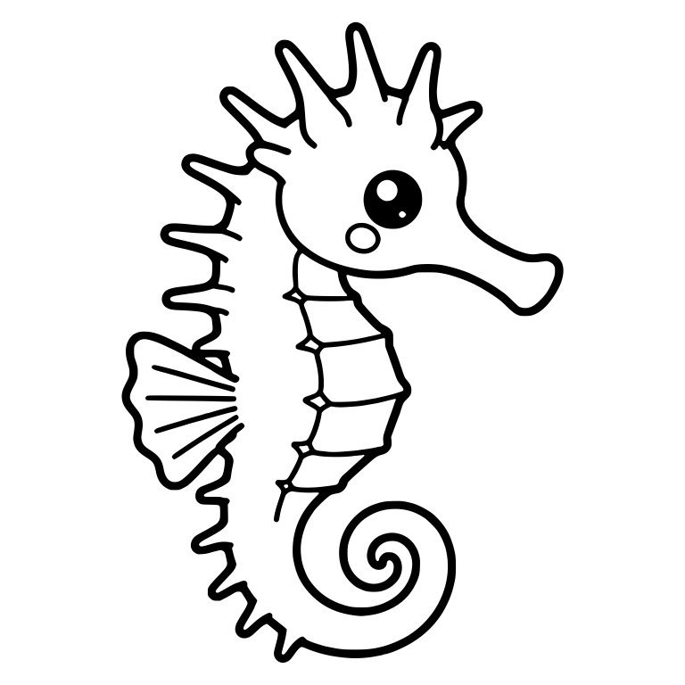 Spiny Seahorse With Tall Spiky Crown and Jagged Back — free animal SVG cut file