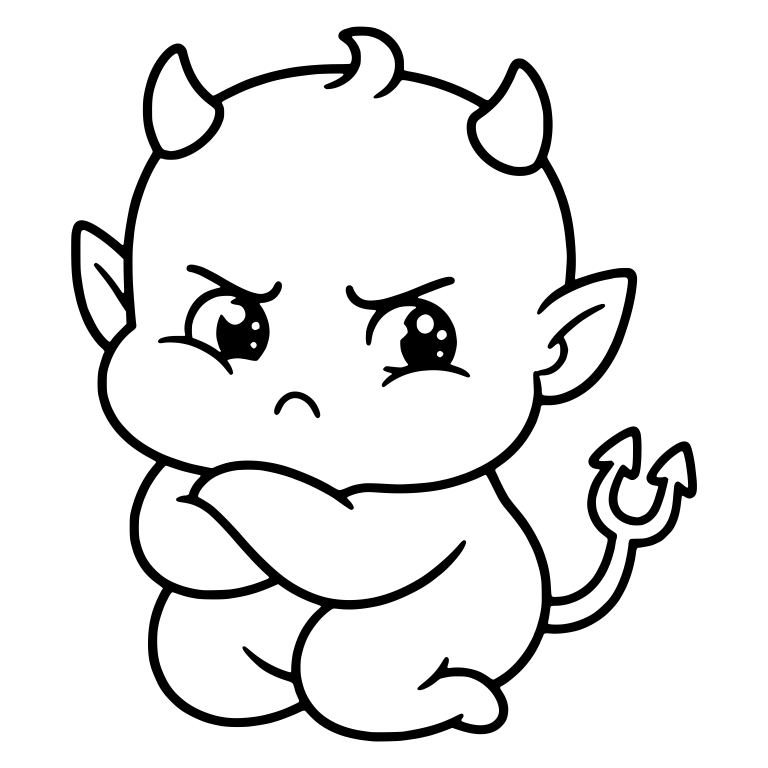 Grumpy Baby Devil With Crossed Arms and Forked Tail — free fantasy-creature SVG cut file