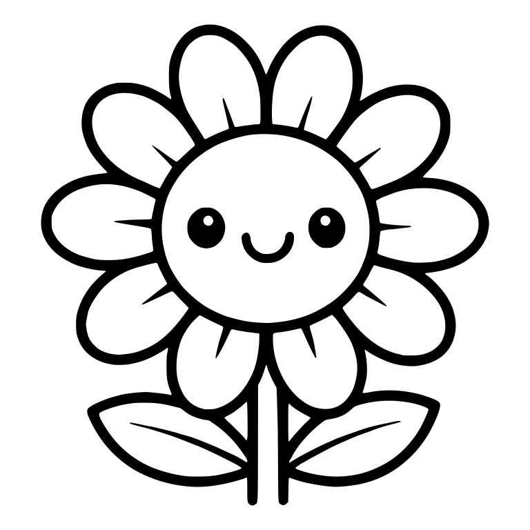 Daisy With Petal Tick Marks and Twin-Line Stem — free floral SVG cut file