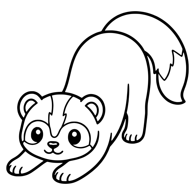 Ferret Stretching in Play Bow with Forehead Blaze — free animal SVG cut file