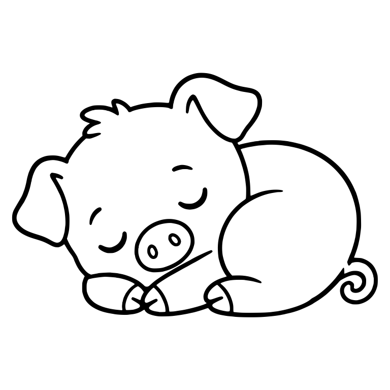 Sleeping Piglet Curled Up With Closed Eyes — free animal SVG cut file