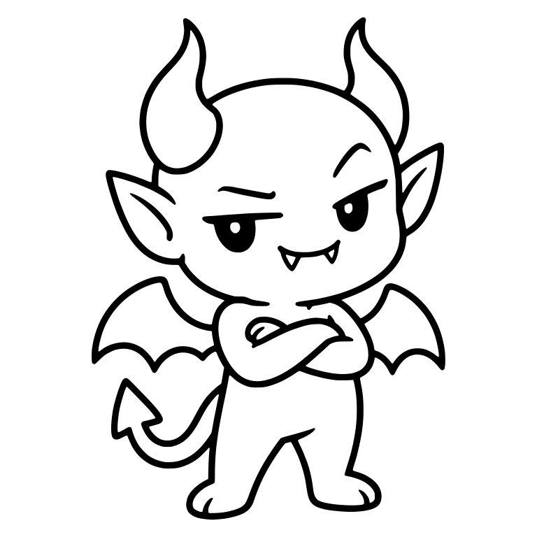 Smirking Demon With Curled Horns and Scalloped Wings — free fantasy-creature SVG cut file