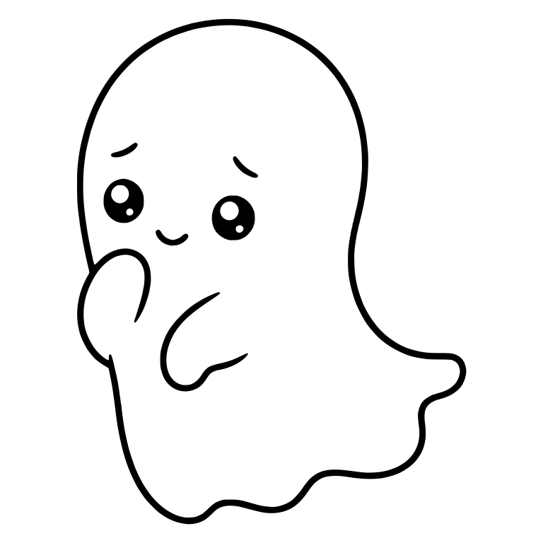 Shy Ghost with Hand Raised to Chin and Small Smile — free fantasy-creature SVG cut file