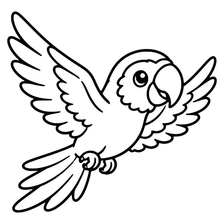 Macaw Soaring Right with Large Feathered Wings — free animal SVG cut file