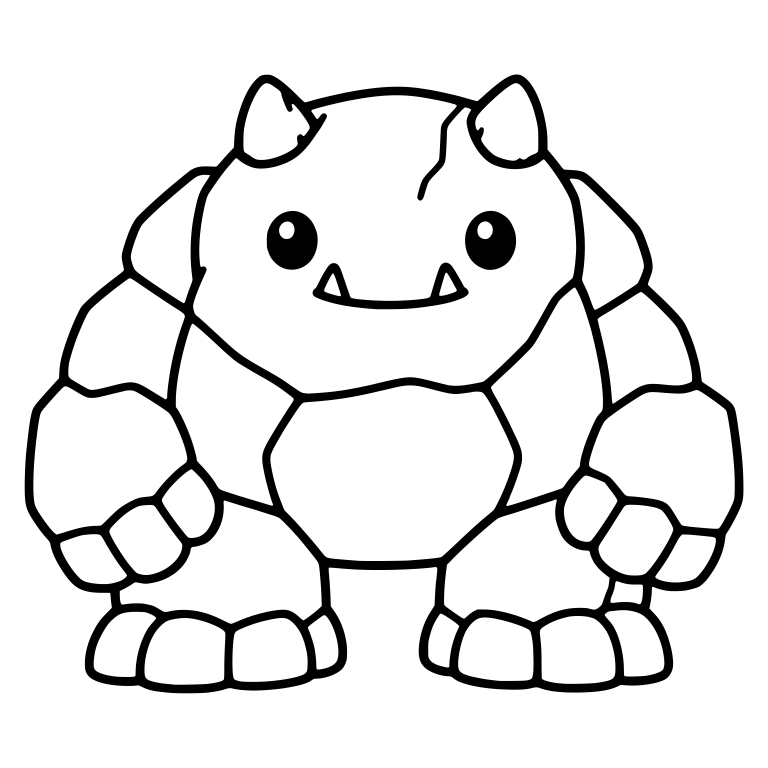 Stone Golem Monster with Horns and Cracked Head — free fantasy-creature SVG cut file