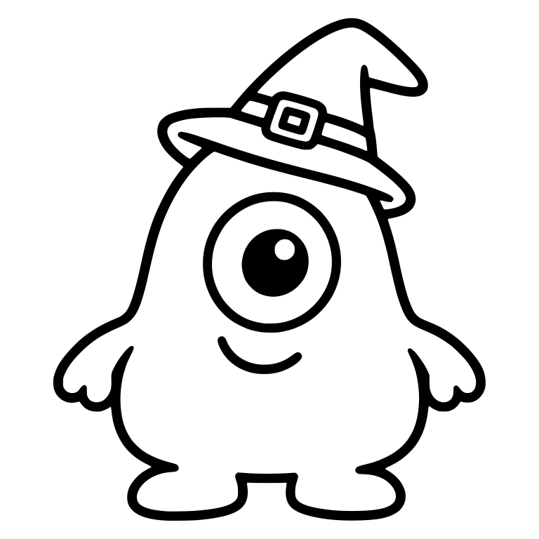 One-Eyed Monster Wearing A Witch Hat With Buckle — free fantasy-creature SVG cut file