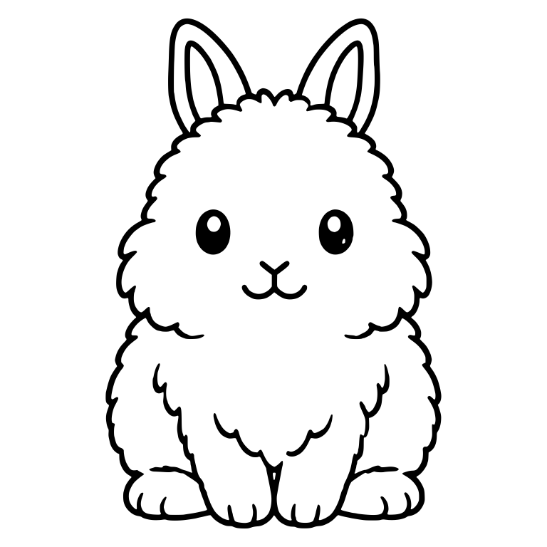 Kawaii Jersey Wooly Bunny Sitting With Big Smile — free animal SVG cut file