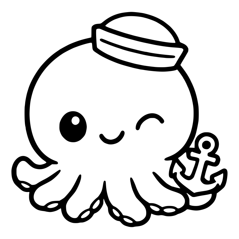 Sailor Octopus Winking With Anchor — free animal SVG cut file