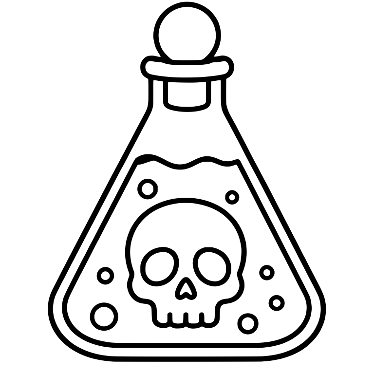 Conical Poison Flask With Skull And Bubbles — free objects SVG cut file