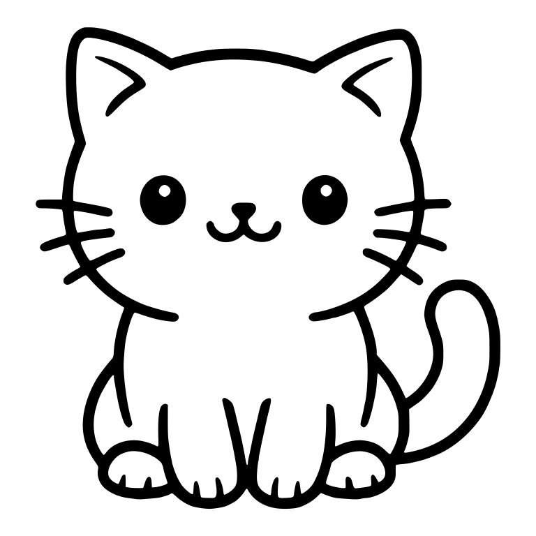 Sitting Cat With Curled Tail And Long Whiskers — free animal SVG cut file