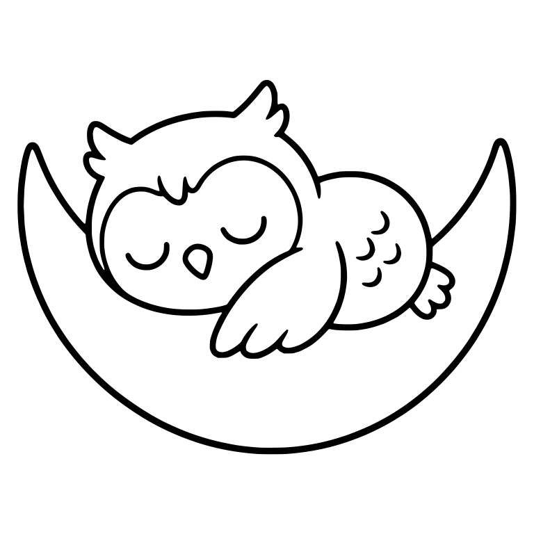 Owl Napping Across a Crescent Moon With Head on Wing — free animal SVG cut file