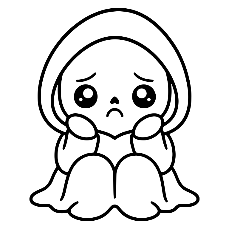Sad Hooded Reaper Sitting With Hands on Cheeks — free characters SVG cut file