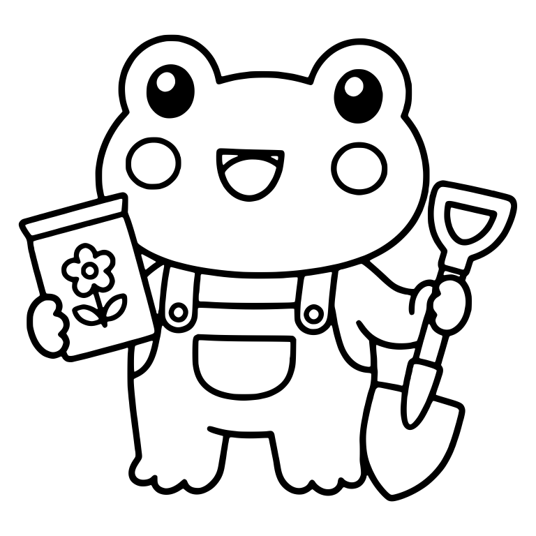 Frog Gardener in Overalls With Seed Packet and Shovel — free animal SVG cut file