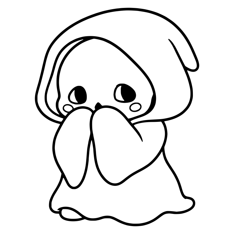 Shy Chibi Reaper Hiding Mouth Behind Big Hands — free characters SVG cut file