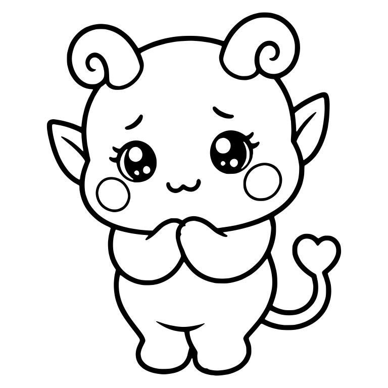 Cute Devil with Curly Horns and Heart-Tip Tail — free fantasy-creature SVG cut file