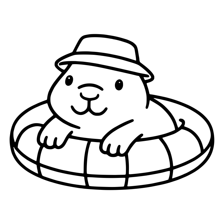 Capybara in Swim Ring Wearing a Bucket Hat — free animal SVG cut file