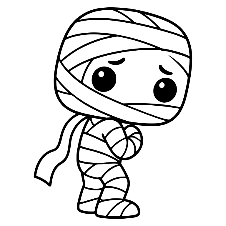 Worried Mummy Turned Sideways With Hanging Bandage — free fantasy-creature SVG cut file